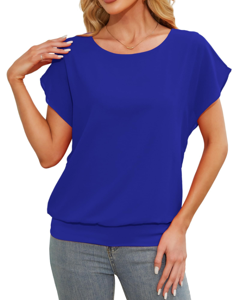 Madeline Blusa Donna – Top in Chiffon a Due Strati con Maniche Pipistrello