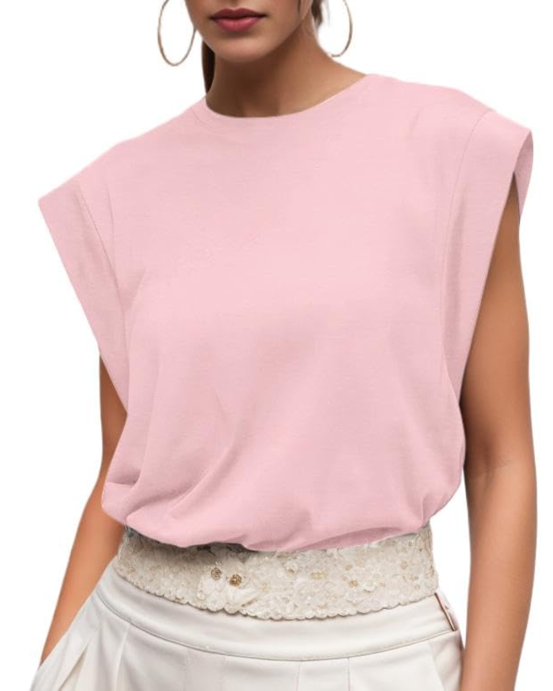 Nora T-Shirt Donna – Top in Cotone con Maniche ad Aletta, Girocollo & Vestibilità Morbida