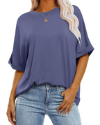 Nora T-Shirt Donna – Top Oversize con Girocollo, Maniche Corte & Fit Morbido
