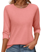 Bella T-Shirt Donna – Top Girocollo con Maniche 3/4 & Fit Morbido