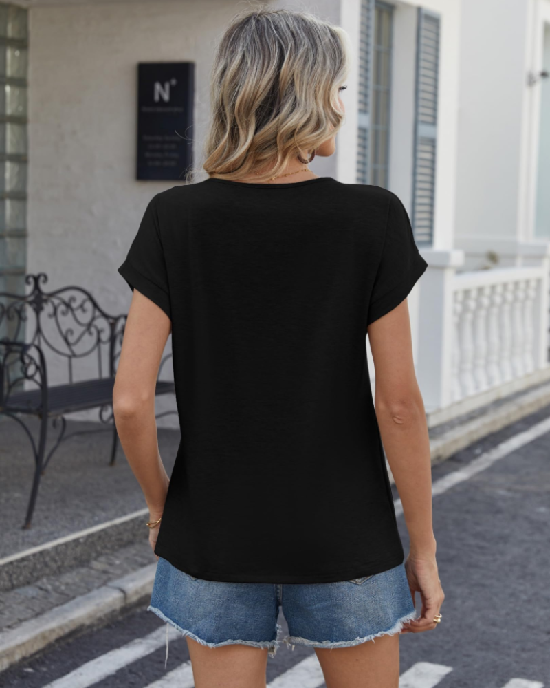Jasmine T-Shirt Donna – Top con Dettagli in Pizzo, Spalle Moderne & Fit Morbido
