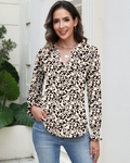 Freya Women's Blouse – Floral V-Neck Top with Long Sleeves & Pleated Hem