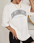 Lydia T-Shirt Damen – Baumwollshirt mit Los Angeles Druck & Rundhalsausschnitt