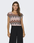 Naomi Blouse Femme – Top à Manches Courtes avec Fermeture Éclair au Dos & Coupe Régulière