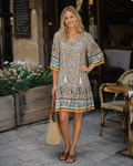 Daphne Vestito Donna Boho – Stampa Floreale, Scollo a V, Maniche 3/4 & Fit Morbido