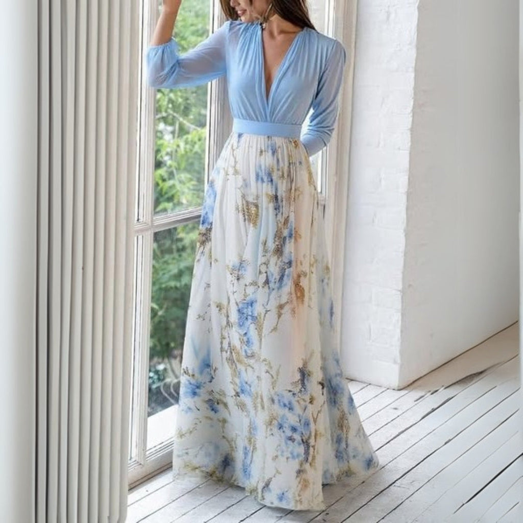 Elen Vestido Mujer Maxi Floral – Vestido Largo Elegante, Fluido, Casual Chic de Verano Puliz