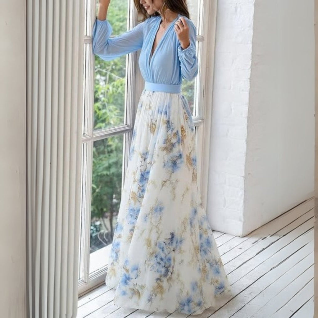 Elen Vestido Mujer Maxi Floral – Vestido Largo Elegante, Fluido, Casual Chic de Verano Puliz