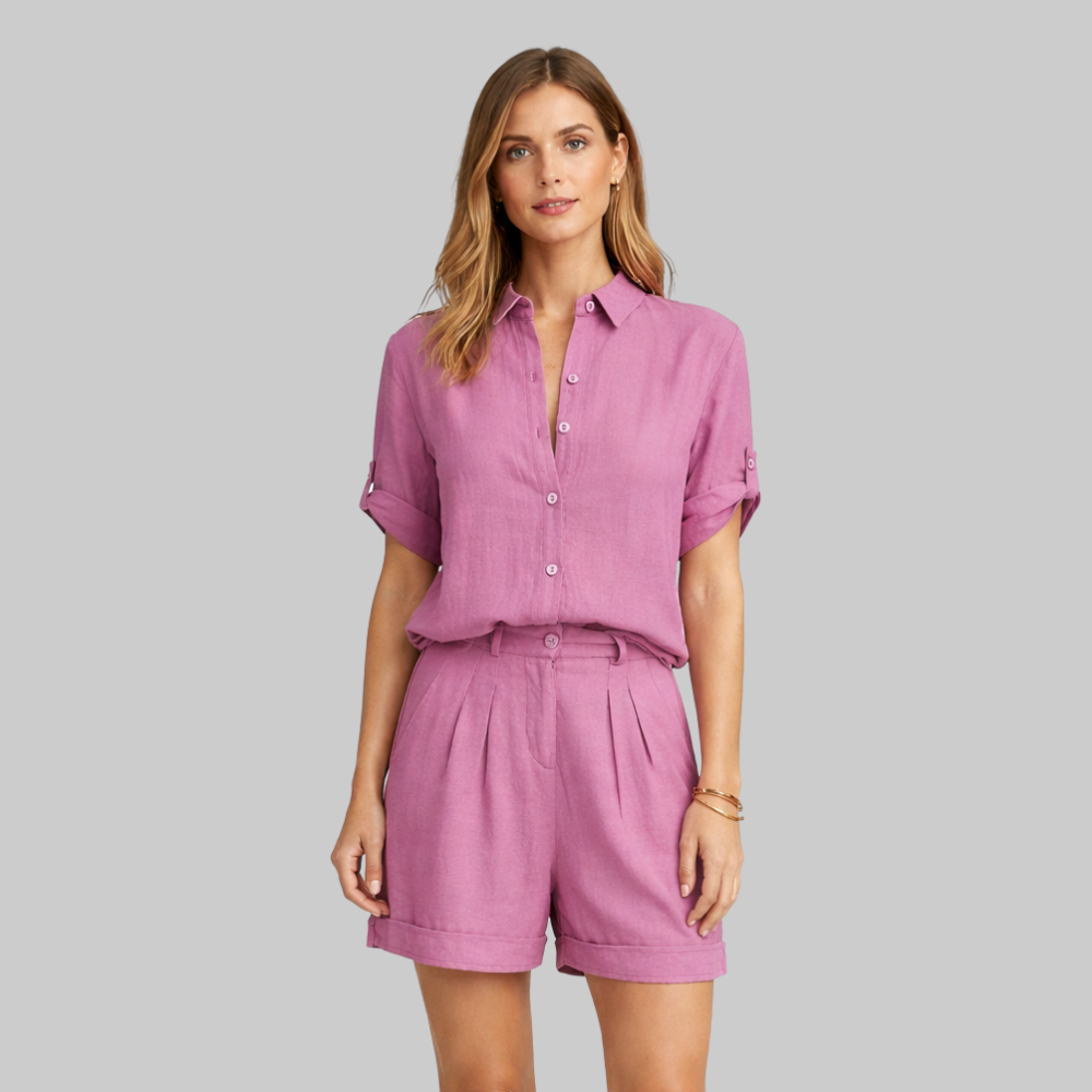 Carina Conjunto Mujer de Verano Look de Lino – Conjunto elegante, transpirable y antiarrugas
