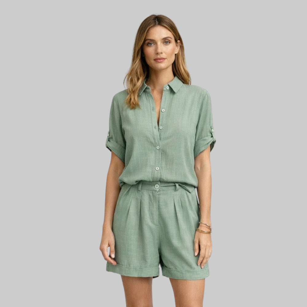 Carina Conjunto Mujer de Verano Look de Lino – Conjunto elegante, transpirable y antiarrugas