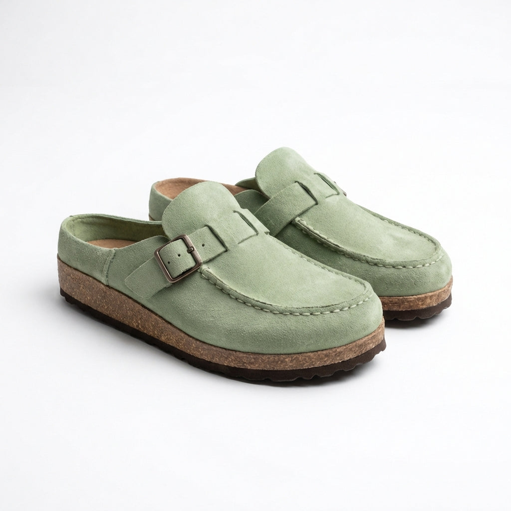 Marta Zoccoli Donna Vintage – Mule con Hebilla, Suela Antideslizante Casual Chic