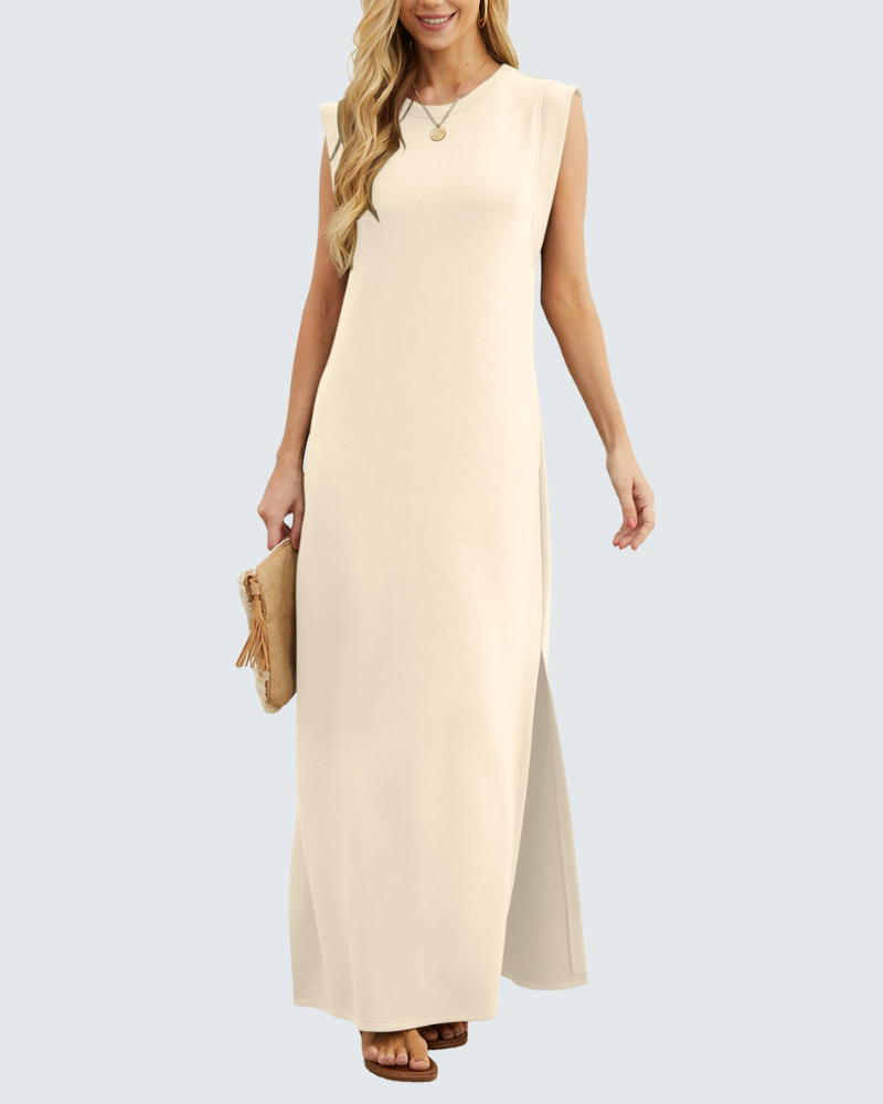 Charlotte Abito Maxi Donna – Vestito Elegante Senza Maniche con Spacco e Tasche