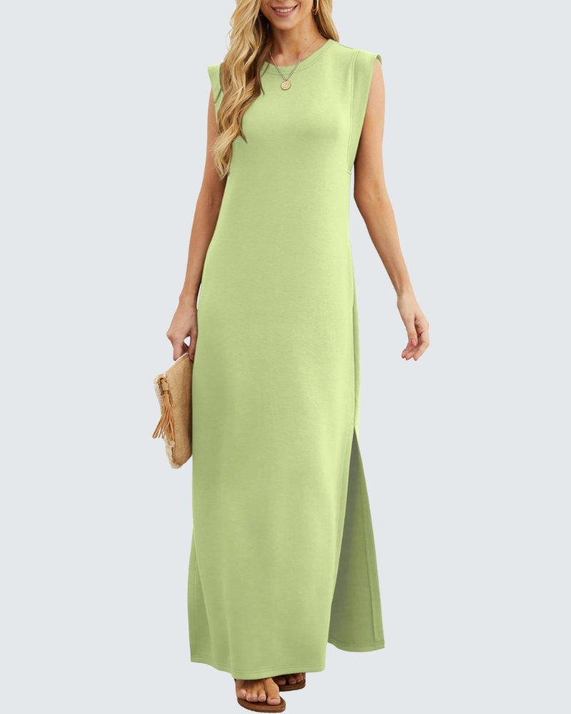 Charlotte Abito Maxi Donna – Vestito Elegante Senza Maniche con Spacco e Tasche