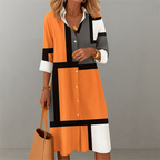 Gigi Robe Femme Chemisier – Robe Géométrique avec Boutons, Élégante Décontractée Bureau