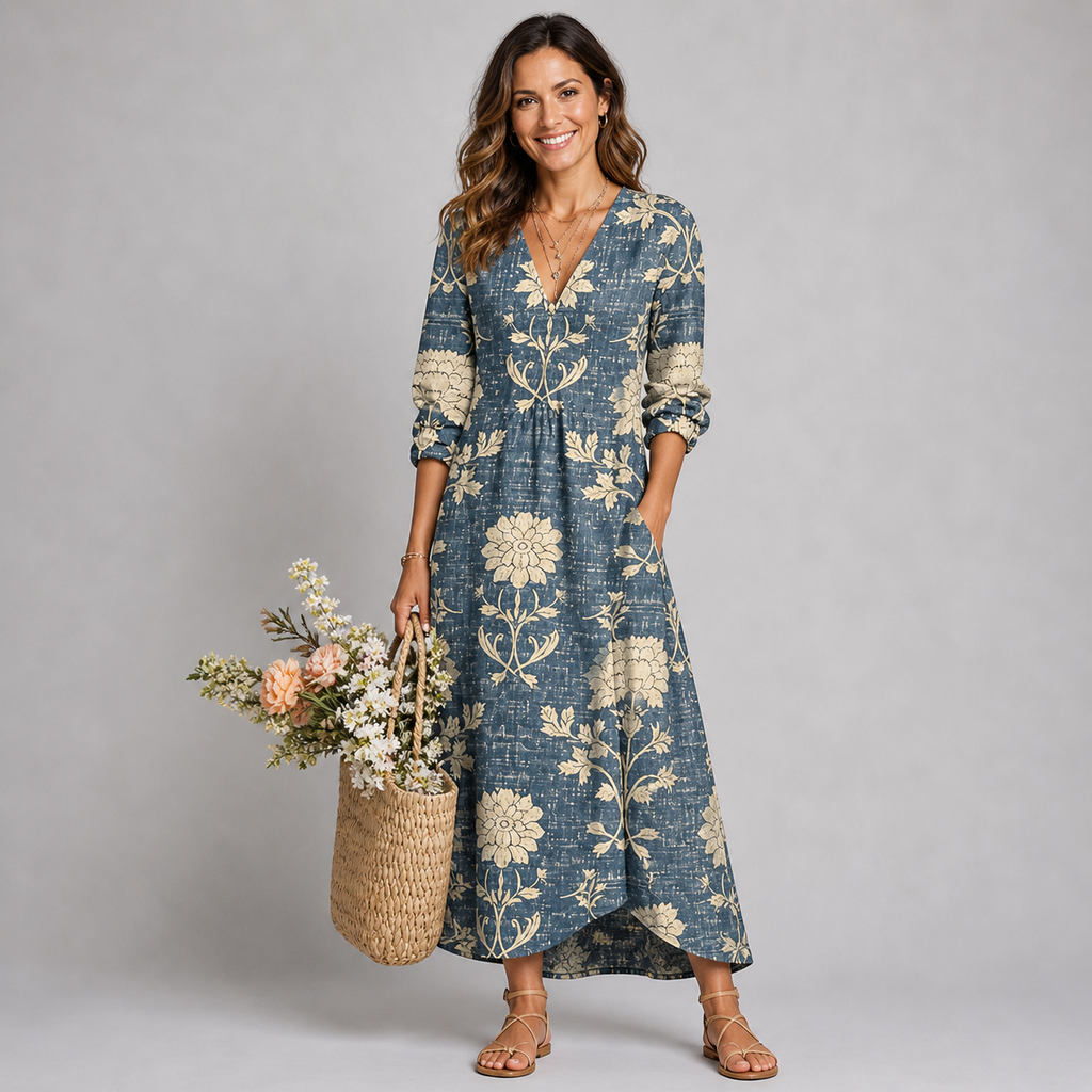 Robe vintage Milagros pour femme – Robe midi à imprimé géométrique, légère élégante