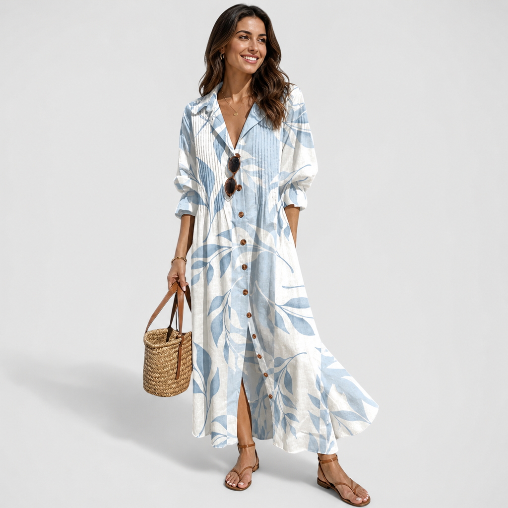 Vestido Maxi Floral Leticia para Mujer – Vestido Largo Fluido, Corte Cómodo de Verano