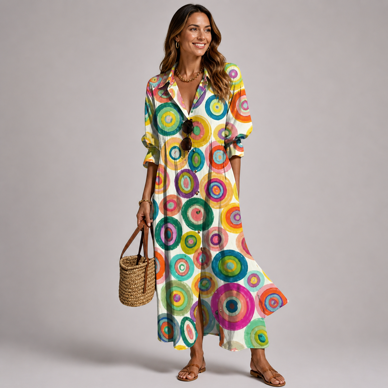 Vestido Maxi Floral Leticia para Mujer – Vestido Largo Fluido, Corte Cómodo de Verano