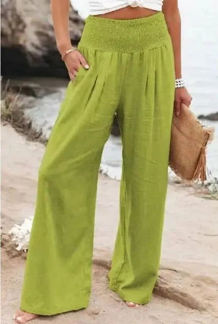 Elena Pantalones Mujer Palazzo – Cintura Elástica, Pierna Ancha, Elegantes Casual Chic