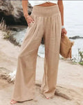Elena Pantalon Femme Palazzo – Taille Élastique, Jambe Large, Élégant Décontracté Chic