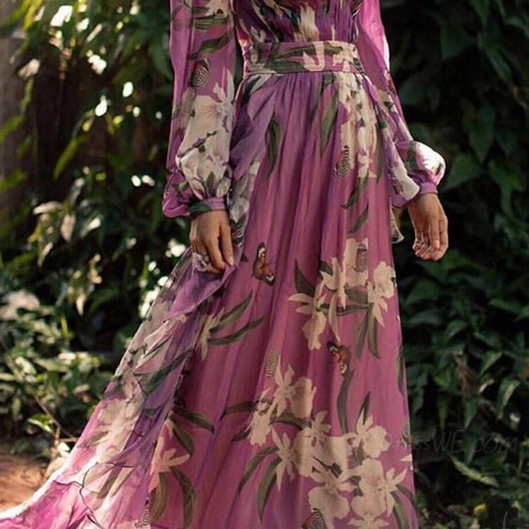 Natalia Robe Maxi Femme – Élégante Florale, Tissu Léger & Style Estival Raffiné