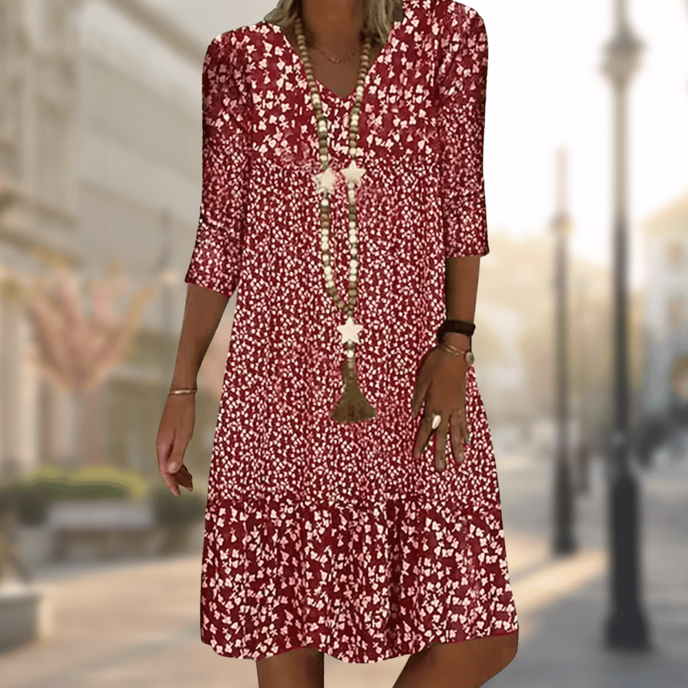 Kelina Vestido Elegante de Mujer – Vestido Midi Refinado, Tela Ligera, Casual Chic