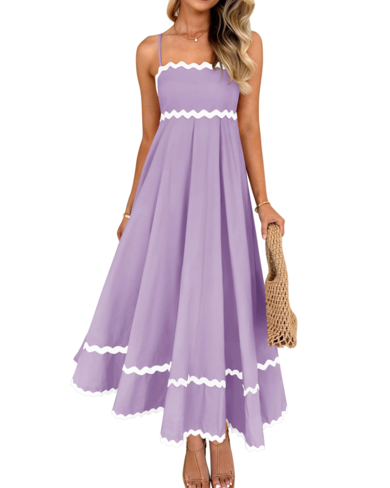 Lily Vestido de Mujer – Vestido de Verano con Tirantes Ajustables, Escote Cuadrado y Espalda Fruncida