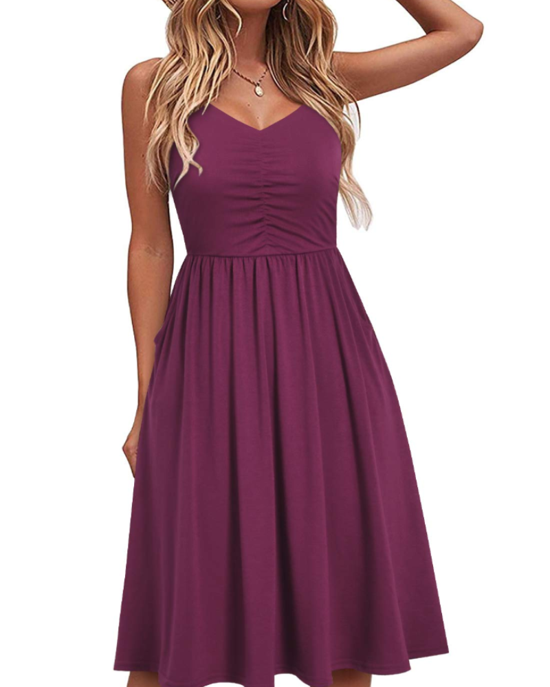Julia Abito Mujer – Vestido de Verano Línea A con Tirantes Ajustables, Bolsillos y Escote en V