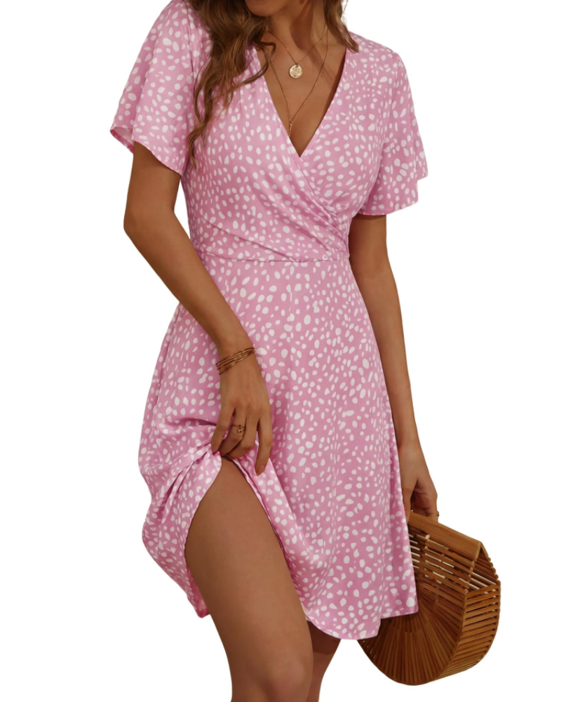 Ruby Abito Donna – Vestito Estivo A-Line con Scollo a V, Maniche a Volant & Stampa Floreale