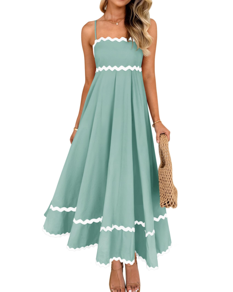 Lily Vestido de Mujer – Vestido de Verano con Tirantes Ajustables, Escote Cuadrado y Espalda Fruncida