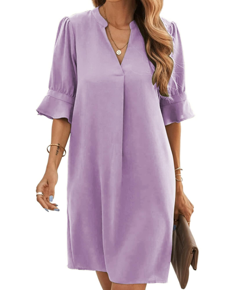Harper Vestido de Mujer – Vestido Mini con Escote en V, Mangas Acampanadas y Ajuste Suelto