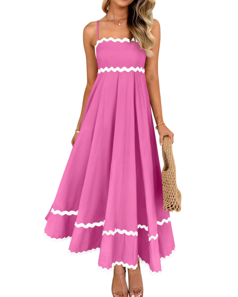 Lily Vestido de Mujer – Vestido de Verano con Tirantes Ajustables, Escote Cuadrado y Espalda Fruncida