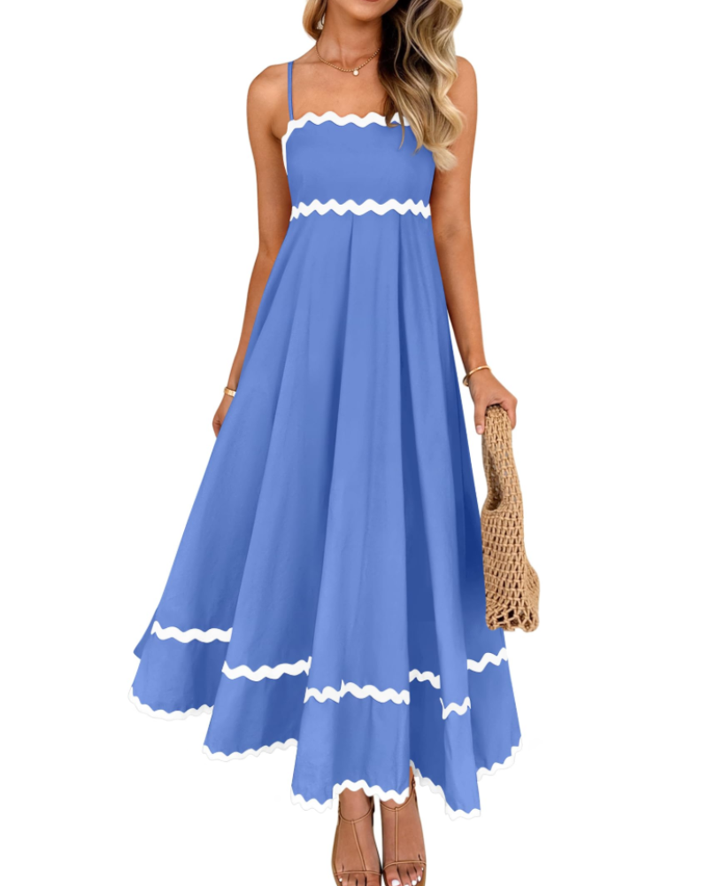 Lily Vestido de Mujer – Vestido de Verano con Tirantes Ajustables, Escote Cuadrado y Espalda Fruncida