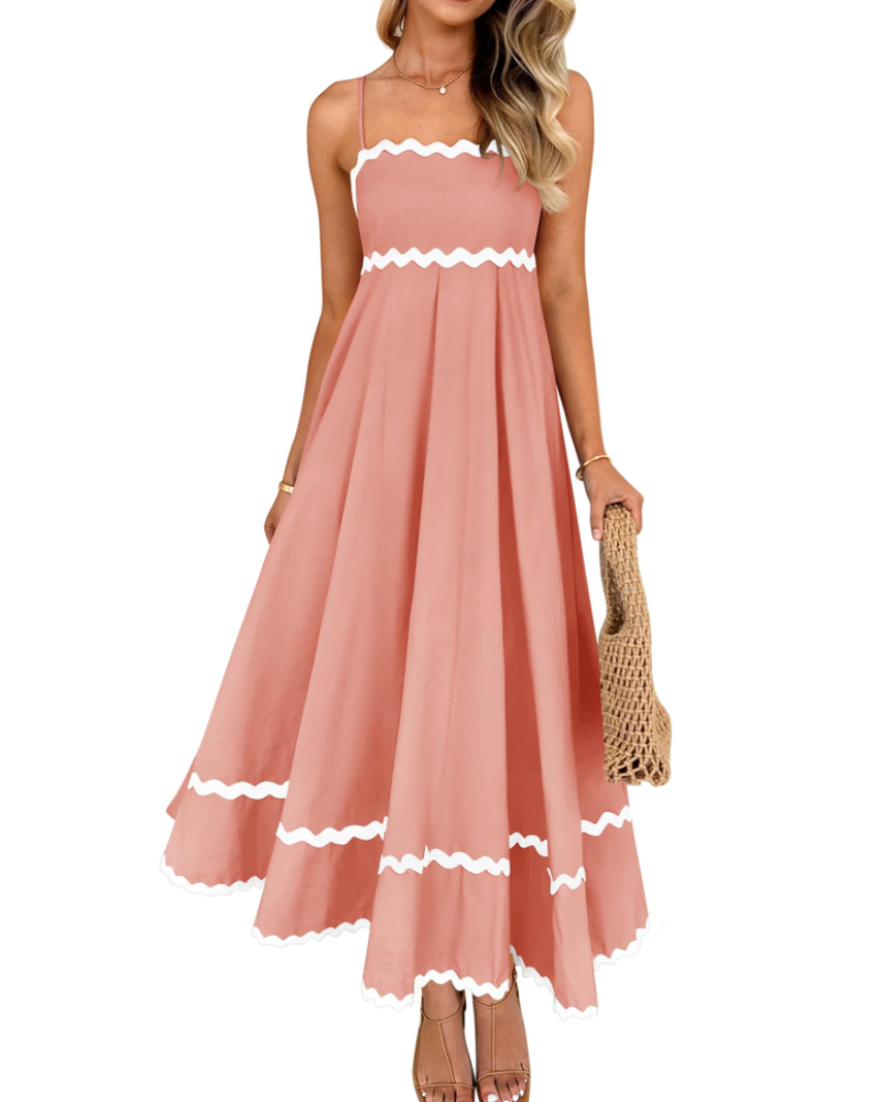 Lily Vestido de Mujer – Vestido de Verano con Tirantes Ajustables, Escote Cuadrado y Espalda Fruncida