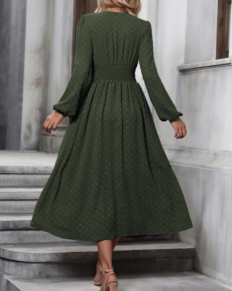 Grace damekjole med V-hals – elastisk stoff, elegant passform og krøllfri velour
