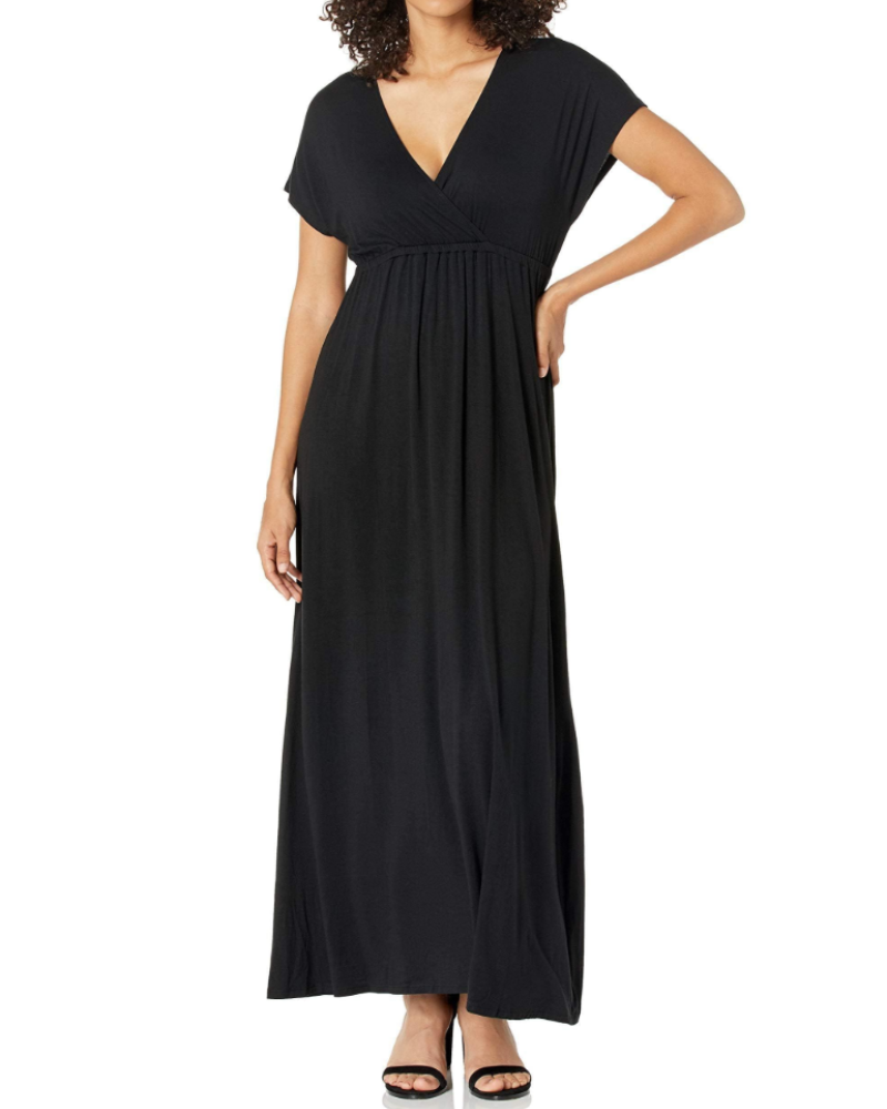 Madeline Vestito Donna Maxi – Jersey Stretch, Scollo a V & Vita Impero