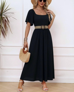 Celeste Women's Maxi Dress – Square Neckline, Batwing Sleeves & A-Line Silhouette