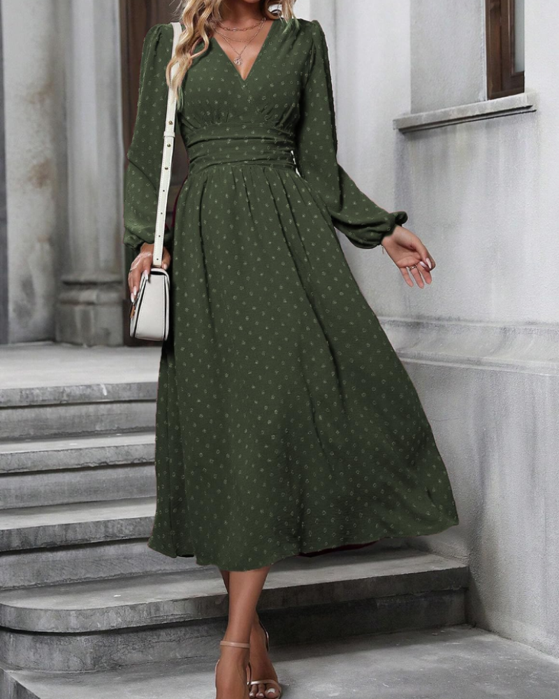 Grace damekjole med V-hals – elastisk stoff, elegant passform og krøllfri velour