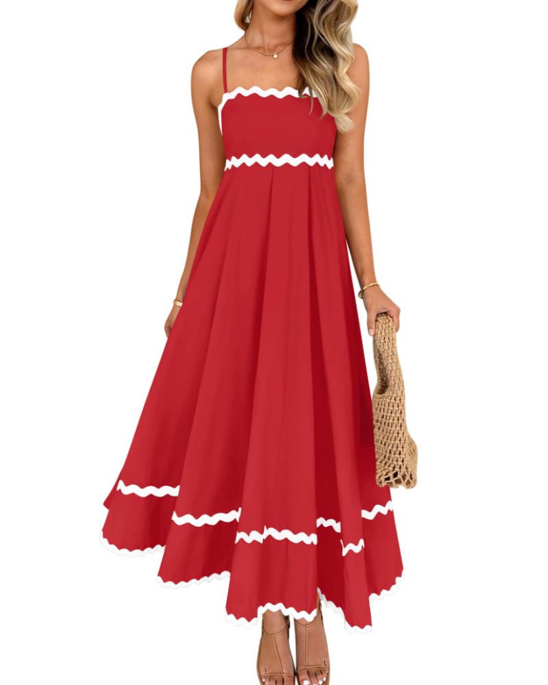 Lily Vestido de Mujer – Vestido de Verano con Tirantes Ajustables, Escote Cuadrado y Espalda Fruncida