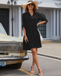 Aurora Abito Mini Donna – Vestito A-Line con Bottoni, Vita Alta & Maniche Regolabili