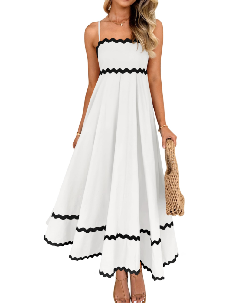 Lily Vestido de Mujer – Vestido de Verano con Tirantes Ajustables, Escote Cuadrado y Espalda Fruncida