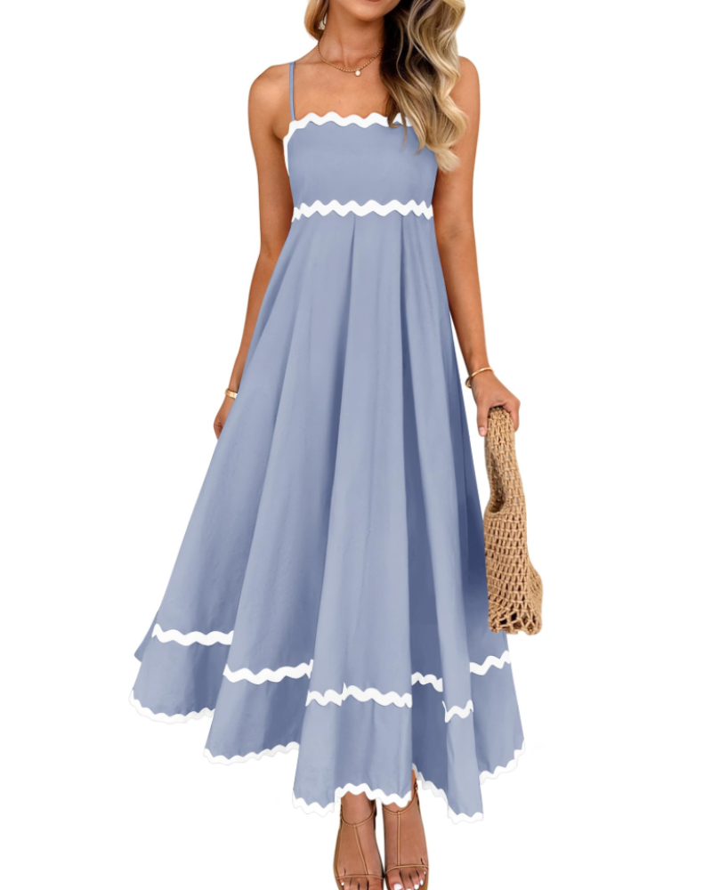 Lily Vestido de Mujer – Vestido de Verano con Tirantes Ajustables, Escote Cuadrado y Espalda Fruncida