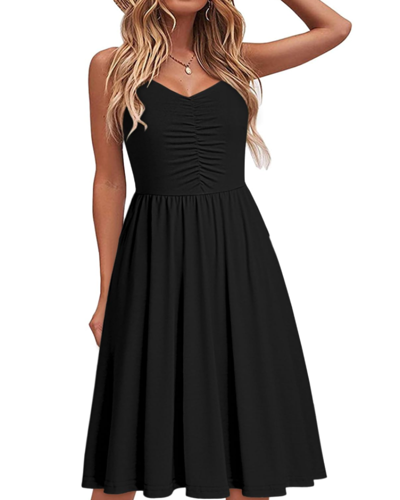 Julia Abito Mujer – Vestido de Verano Línea A con Tirantes Ajustables, Bolsillos y Escote en V