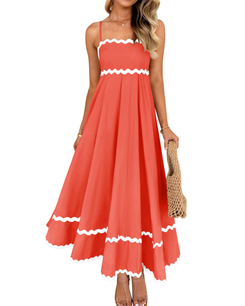 Lily Vestido de Mujer – Vestido de Verano con Tirantes Ajustables, Escote Cuadrado y Espalda Fruncida