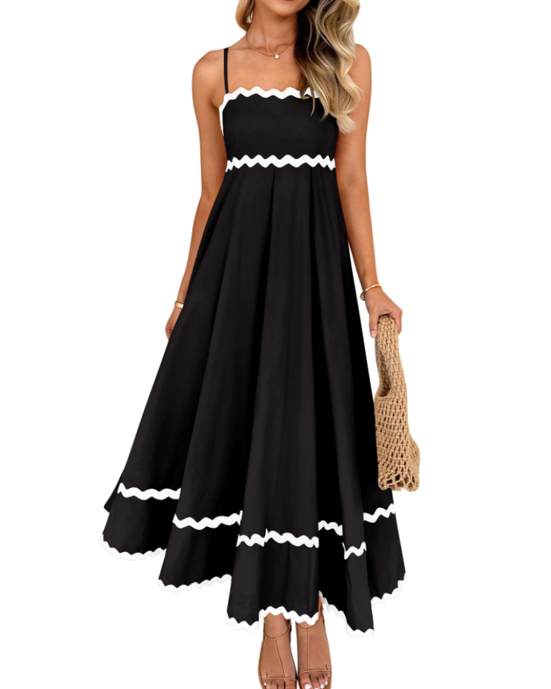 Lily Vestido de Mujer – Vestido de Verano con Tirantes Ajustables, Escote Cuadrado y Espalda Fruncida