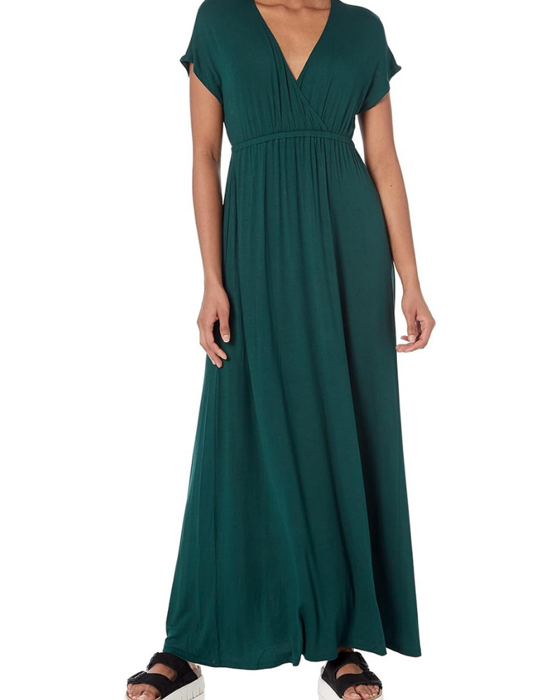 Nora Vestito Donna Maxi – Scollo a V, Vita Impero & Maniche Dolman