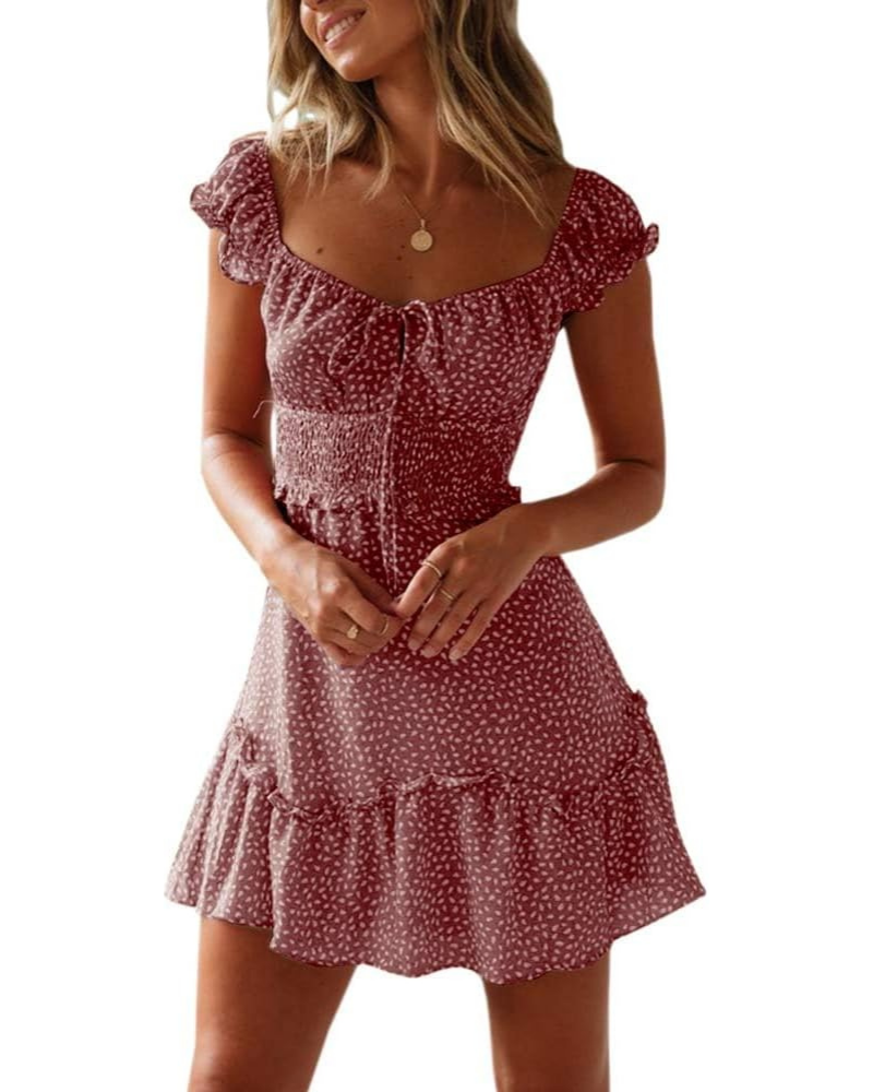 Sophie Damen-Minikleid – Herzausschnitt, Blumenmuster & Volantsaum