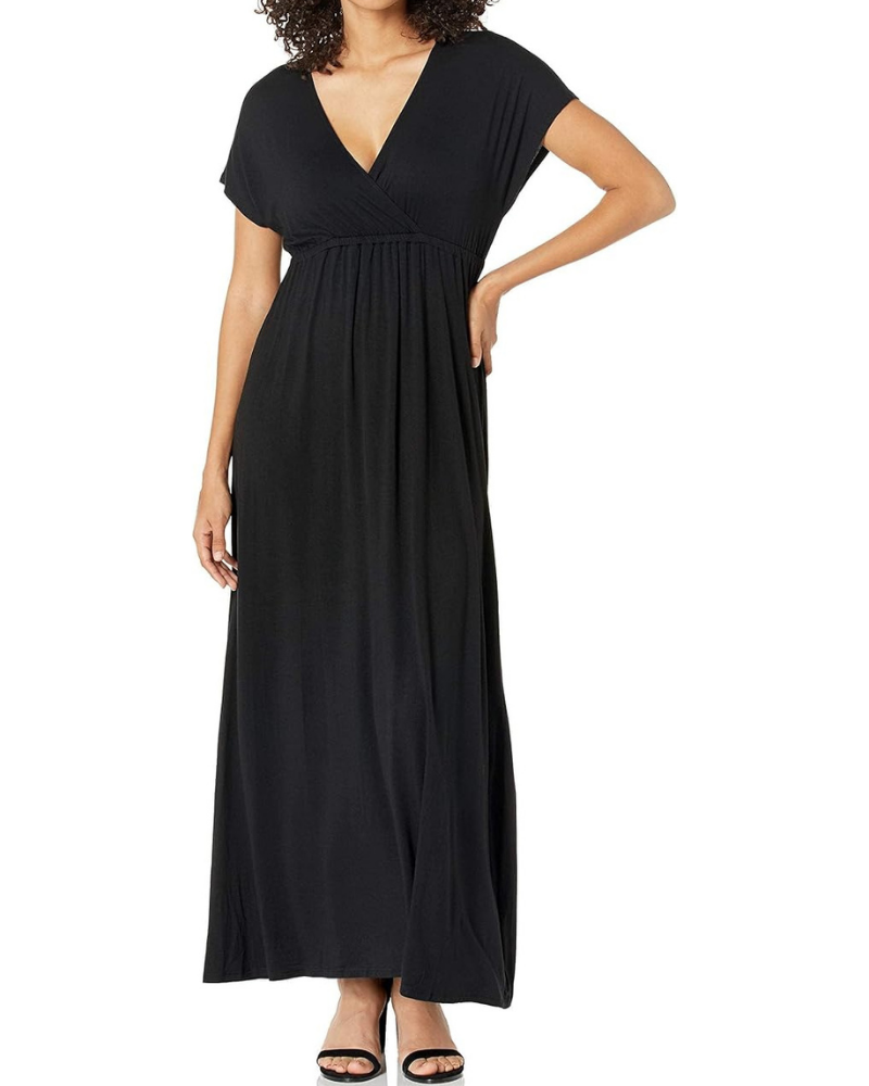 Nora Vestito Donna Maxi – Scollo a V, Vita Impero & Maniche Dolman