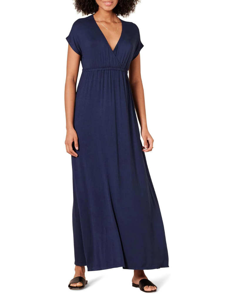 Nora Vestito Donna Maxi – Scollo a V, Vita Impero & Maniche Dolman