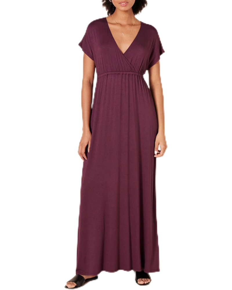 Nora Vestito Donna Maxi – Scollo a V, Vita Impero & Maniche Dolman