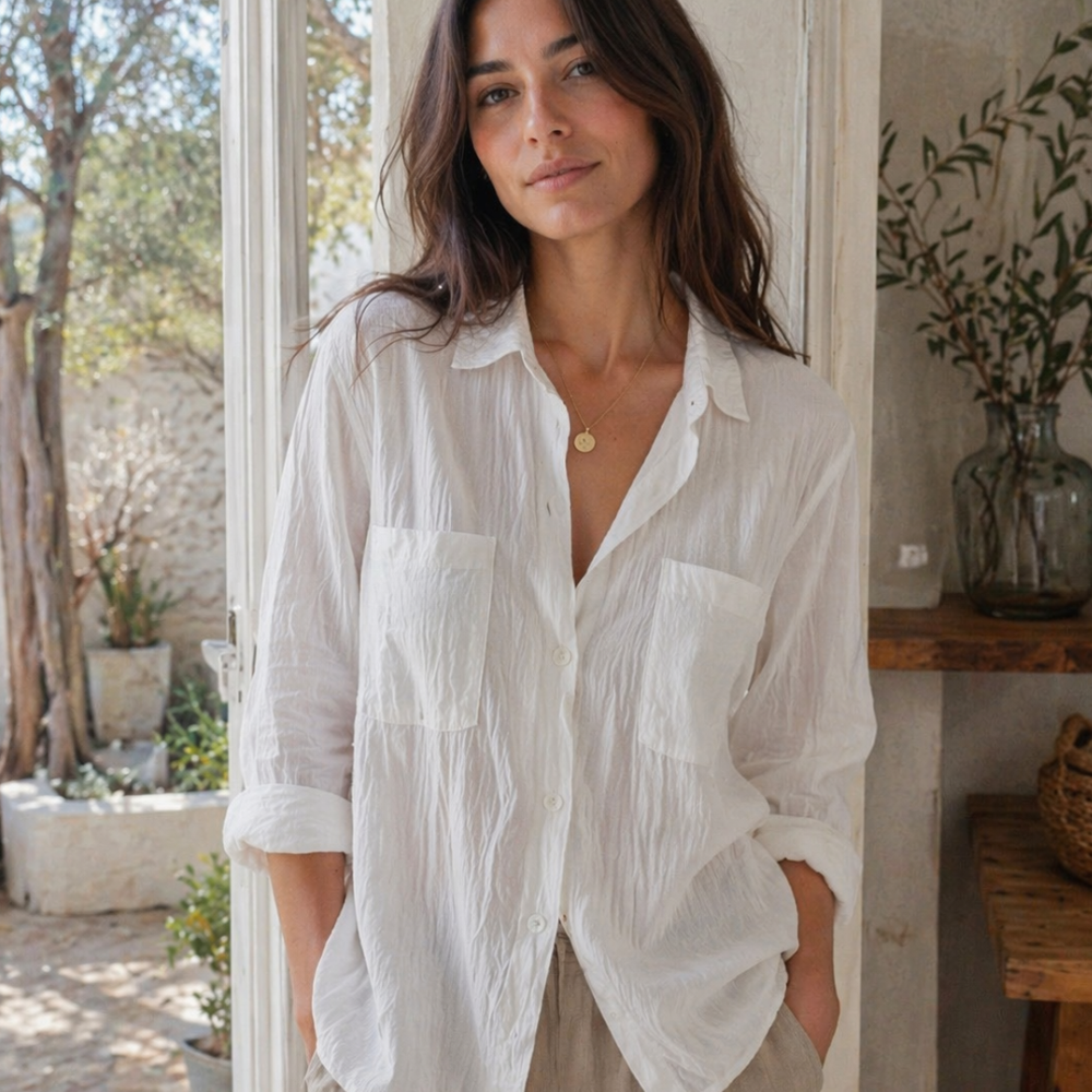 Bess Blouse Femme en Lin – Chemise Estivale Légère, Coupe Ample, Élégante Casual