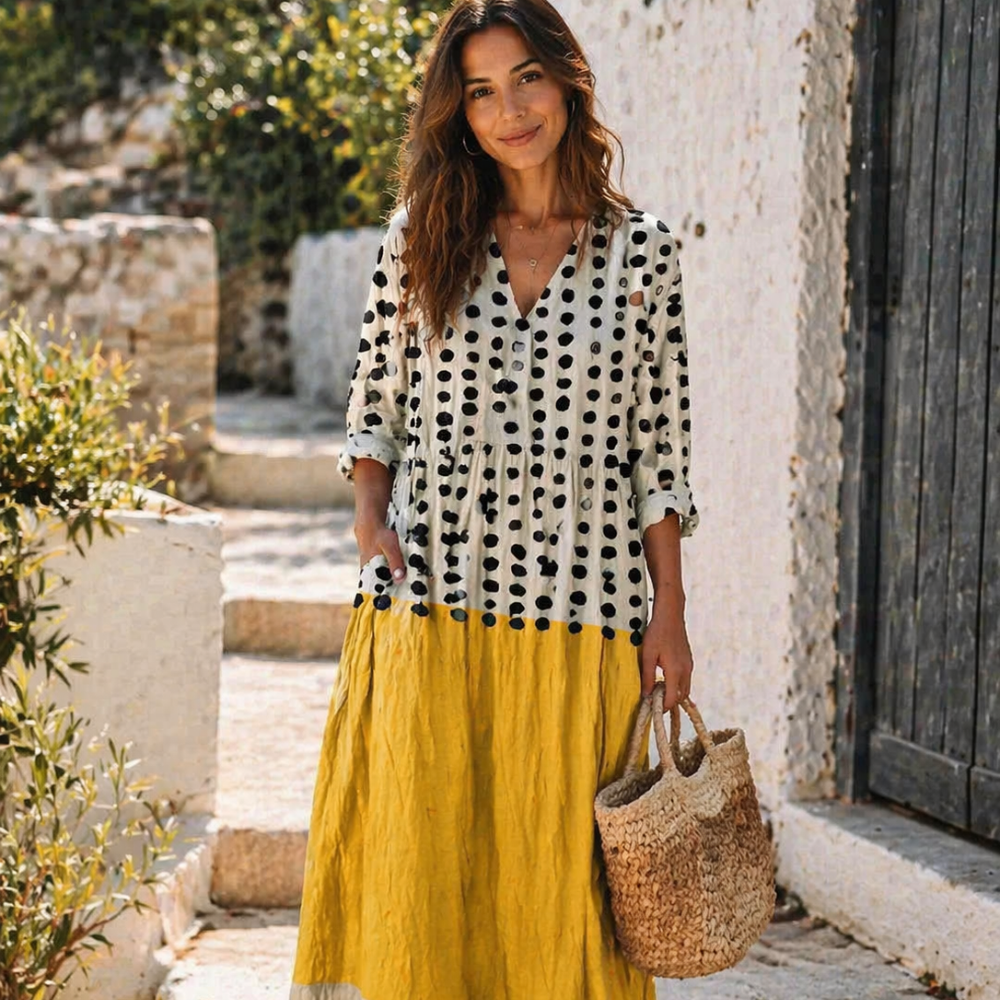 Neva Vestido Mujer de Algodón – Vestido Ligero de Verano, Largo a la Rodilla, Casual Elegante